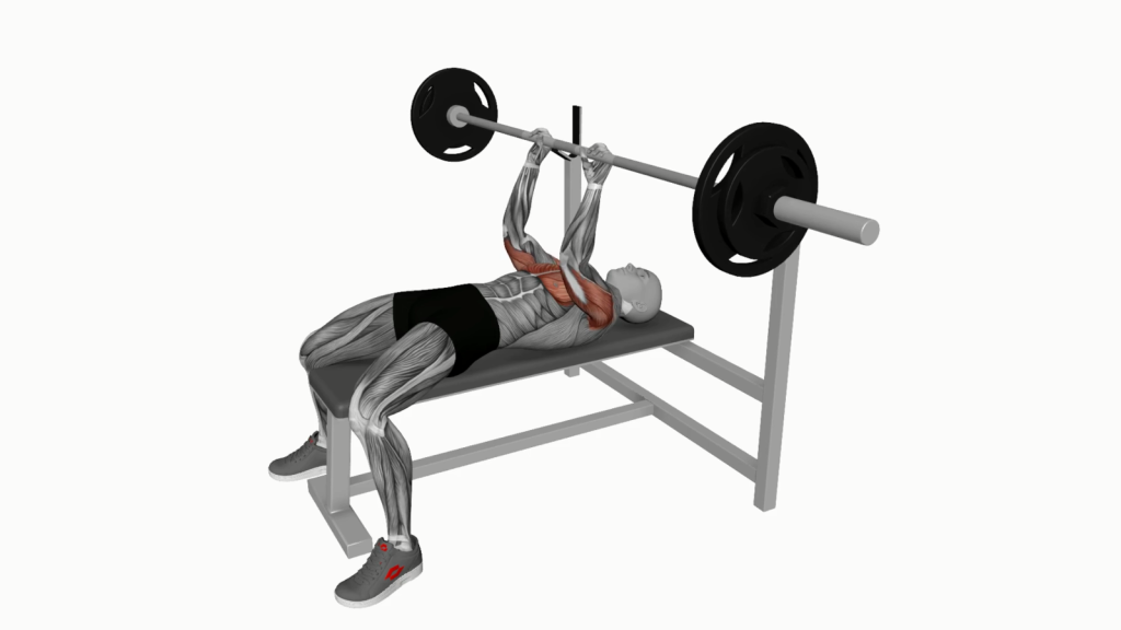 Beginner doing Barbell Close Grip Bench Press exercise in a gym setting.