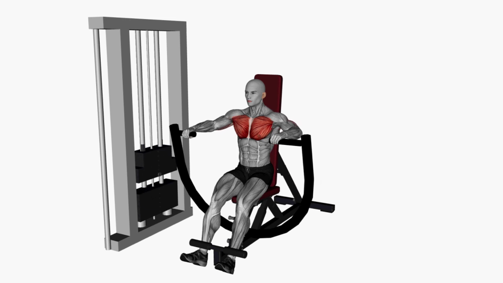 Beginner gym-goer doing Machine Chest Press exercise for chest strength.