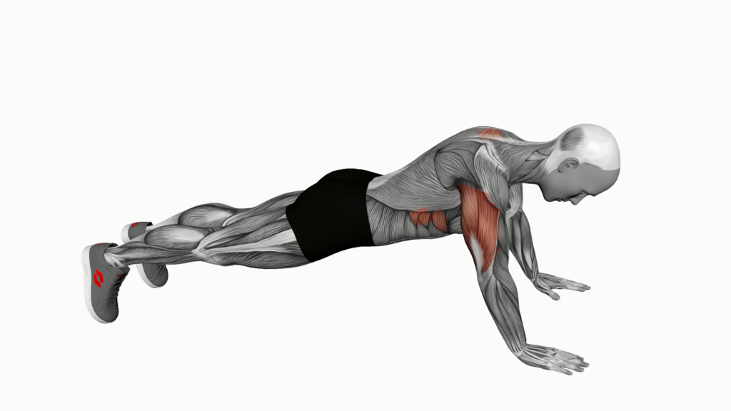 Person performing Push Up Plus to enhance upper body and core strength