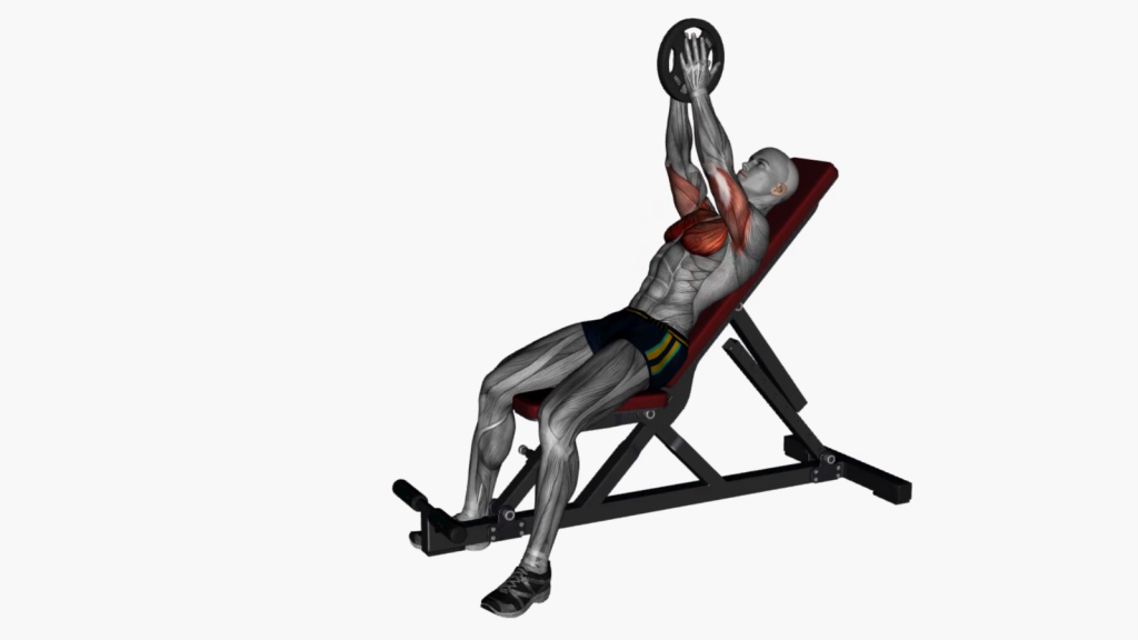 Beginner doing Svend Press Incline Bench Exercise with correct posture and technique.