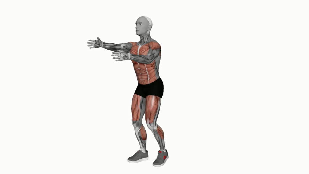A person performing the Archer Step Back Exercise with proper form.
