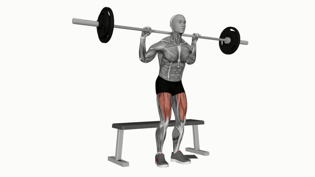 Beginner performing Barbell Bench Squat with proper form and safety