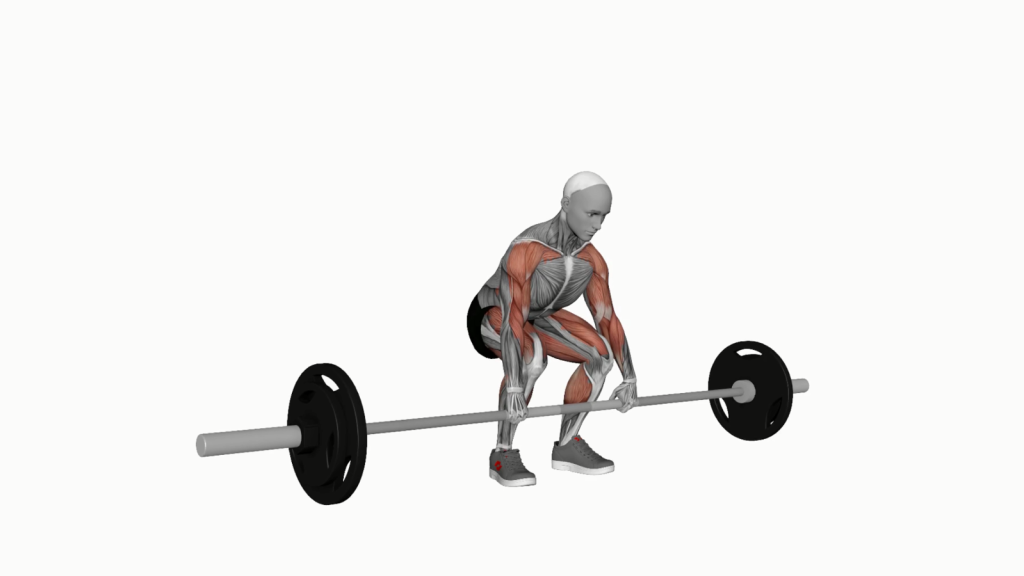 Athlete performing a barbell clean pull with proper form