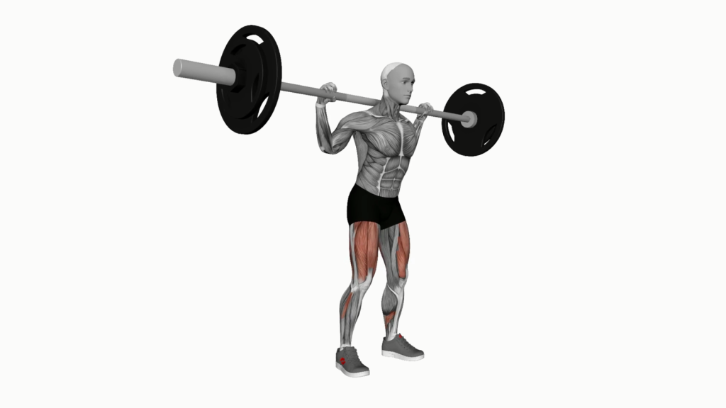 Beginner athlete performing a low bar squat with proper form and technique
