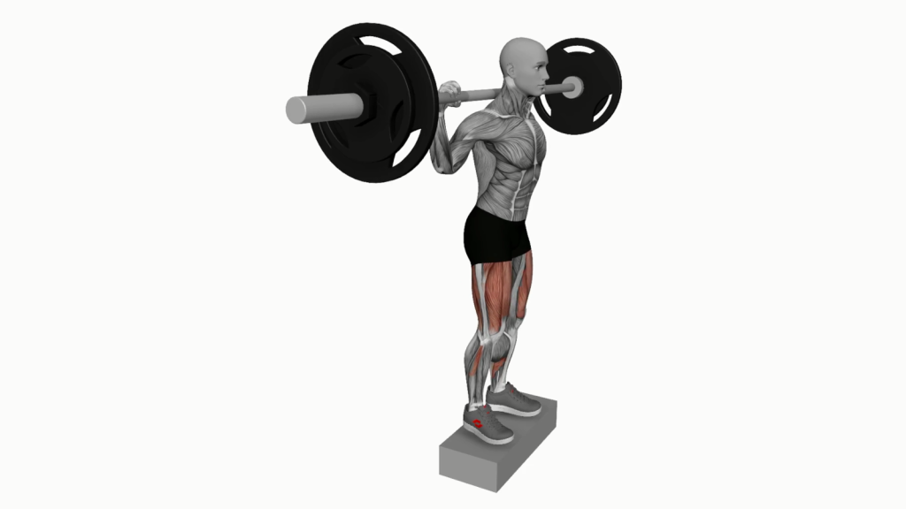 Beginner executing Barbell Rear Lunge on Box with perfect posture and a focused expression.