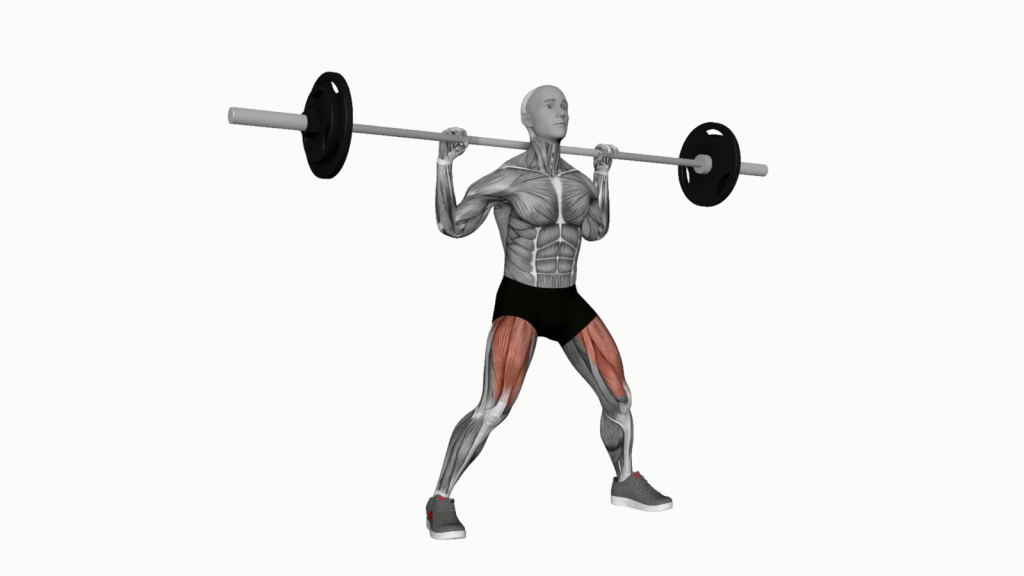 Newcomer executing Barbell Side Split Squat in a gym setting.