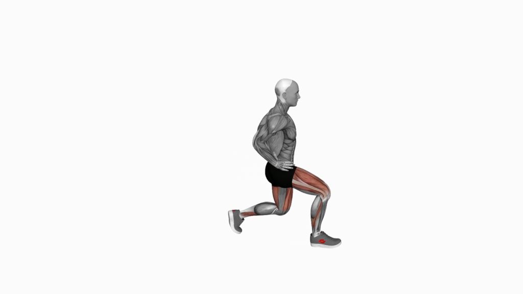 Beginner doing a Bodyweight Forward Lunge with a smaller stance and upright torso for effective lower body strengthening