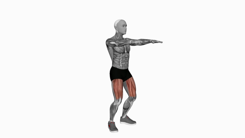 Beginner doing Bodyweight Pulse Squat exercise, demonstrating proper posture and technique.