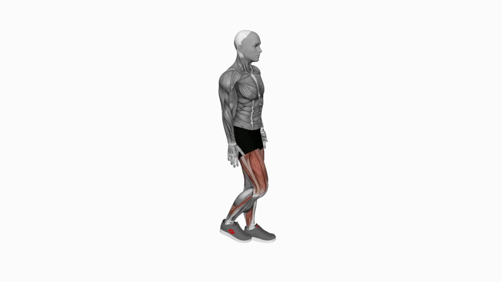Beginner performing Bodyweight Rear Lunge Front Raise exercise.