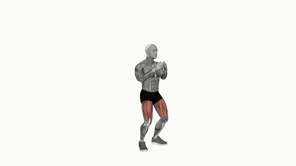 Beginner doing a double jump squat, demonstrating proper form and technique for enhanced strength and agility.