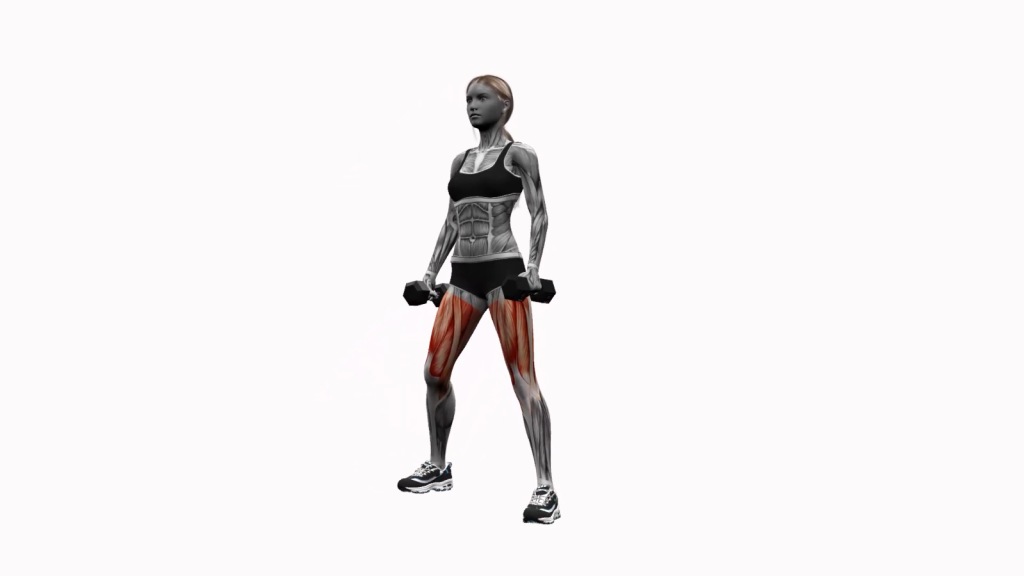 Beginner performing Dumbbell Side Lunge Alternating Exercise with proper form and alignment.