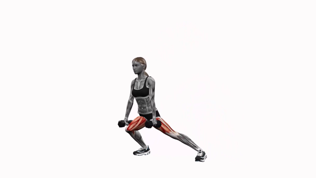 Beginner performing Dumbbell Side Lunge Left N Right Exercise with correct posture.