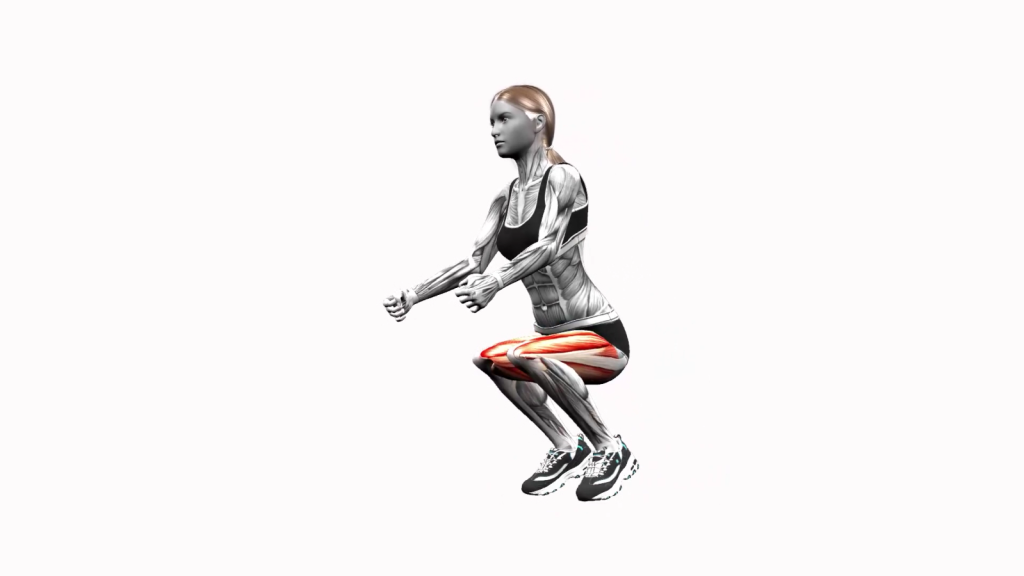 Person doing a kneeling squat jump, demonstrating proper form and technique