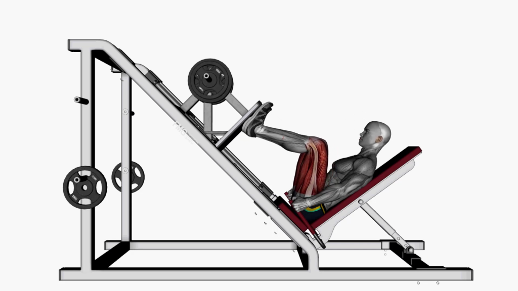 Beginner performing Leg Press Wide High Stance in a gym setting.