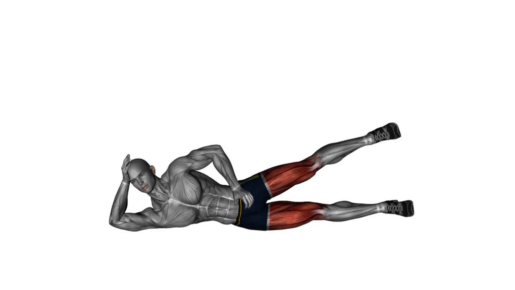Beginner performing the Side Lying Leg Lift Left exercise for lower body toning