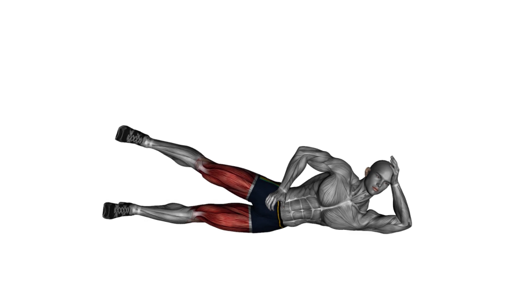 Illustration of Side Lying Leg Lift Right Exercise with detailed form instructions