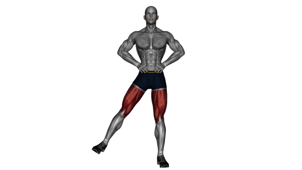Illustration of Standing Side Leg Raises Exercise demonstrating proper form and technique.